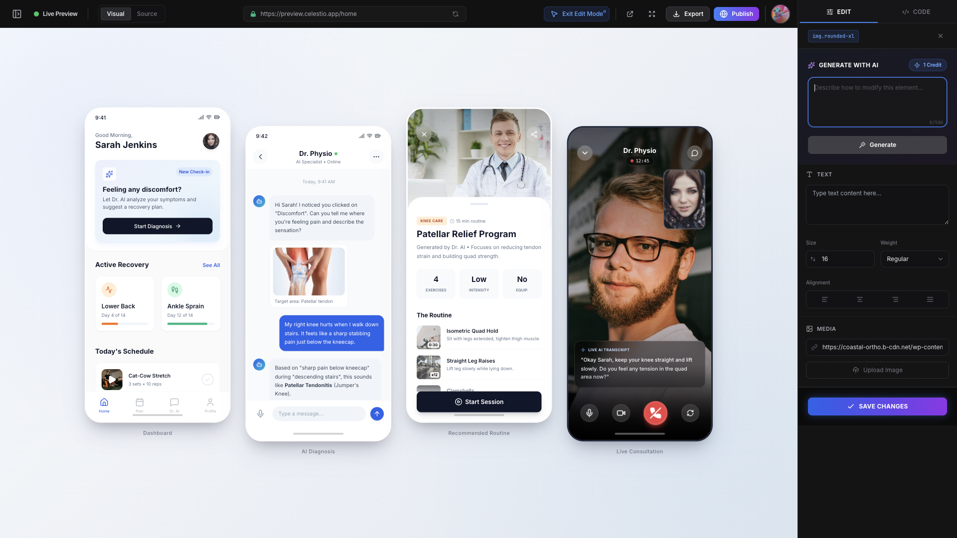 AI Medical App Interface