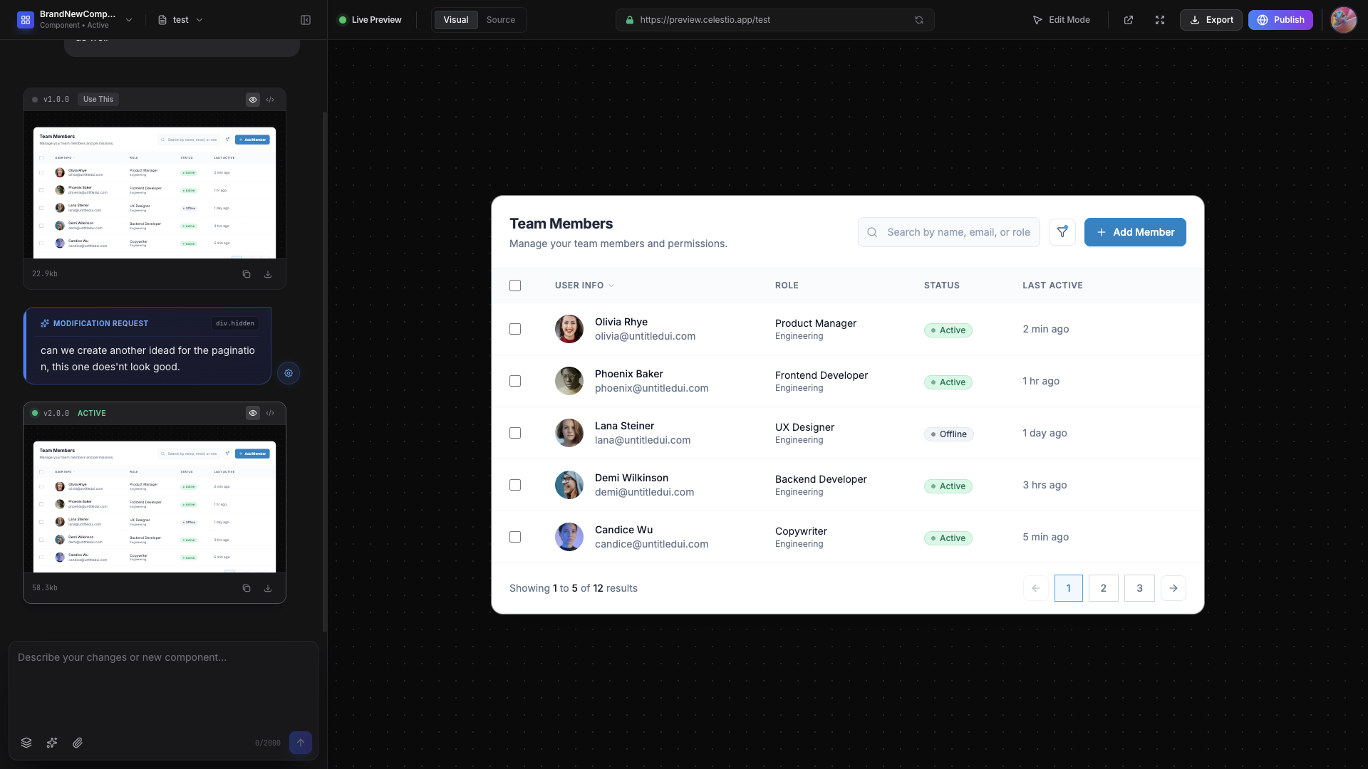 Data Table with Actions