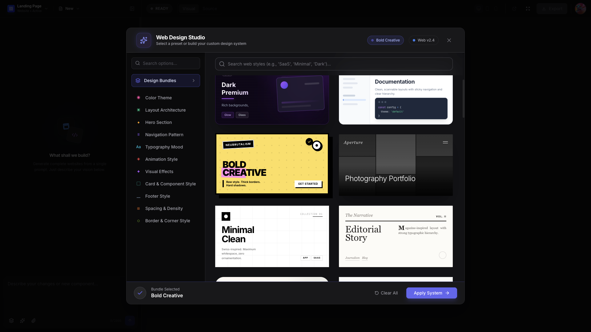 Web Design System Interface